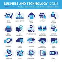 Technology, cloud computing and data management icon set. Mobile, computing, connections, cloud and networking icon set. Icons vector collection