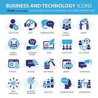 Business, data analytics, organization management icons. Social media, digital marketing, customer support and seo icon set. Vector icon collection