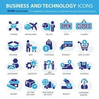 comercio electrónico, incrementar venta, en línea compras y digital finanzas icono recopilación. plano vector ilustración