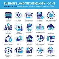 Business, data analysis, organization management and technology icon set. Teamwork, strategy, planning, marketing, cloud technology, data analysis, employee icon set. Icons vector collection