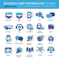 Business, data analytics, organization management icons. Social media, digital marketing, customer support and seo icon set. Vector icon collection