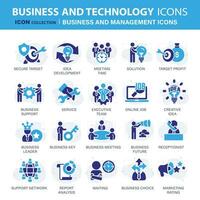 Business and marketing, management, find job, meeting, teamwork collection. Set of blue icons set. Flat vector illustration