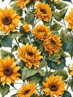 AI Generated Colorful Sunflowers illustration poster, card, photo