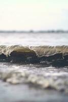 Waves at the shore of Elbe river photo