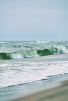 Waves at the north sea coast in Denmark photo