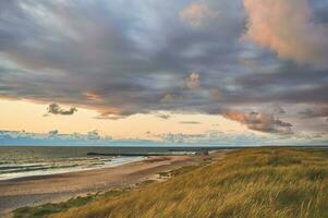 evening at wide beach at northern Denmark photo