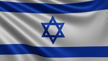 Render of the Israel flag flutters in the wind closeup, the national flag of photo