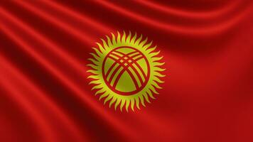 Render of the Kyrgyzstan flag flutters in the wind closeup, the national flag photo