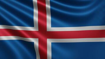 Render of the Iceland flag flutters in the wind closeup, the national flag of photo