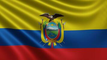 Render of the Ecuador flag flutters in the wind closeup, the national flag of photo