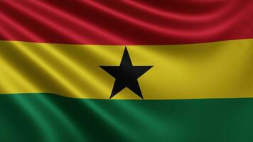 Render of the Ghana flag flutters in the wind closeup, the national flag of photo