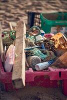 Trash littered at snd beach photo