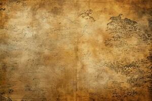 AI generated Vintage map of lost city texture background, weathered and aged cartography, ancient and mysterious surface, rare and exploratory photo