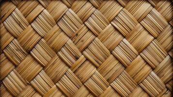 AI generated Old bamboo weaving pattern, woven rattan mat texture. photo