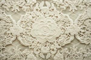 AI generated Intricate lace texture background, delicate and ornate lacework, vintage and elegant surface, timeless and intricate photo