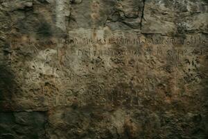 AI generated Runic stone texture background. Ancient and mysterious runic engravings. Norse and mystical backdrop. photo