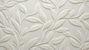AI generated Embossed motif pattern on paper background. Leaves pattern paper. photo