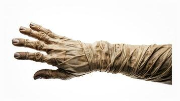 AI generated Mummy hand on white background. photo