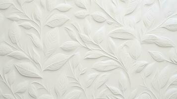 AI generated Embossed motif pattern on paper background. Leaves pattern paper. photo