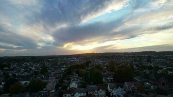 Time Lapse High Angle View of British City from High Altitude Drone's Camera Footage During Gorgeous Sunset over England UK video