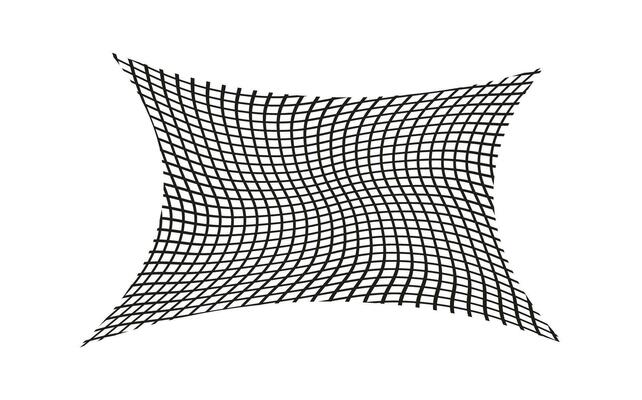 Illustration of a black fishing or football net.Checkered wavy background in doodle style.