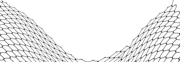 Illustration of a black fishing or football net.Checkered wavy background in doodle style. vector