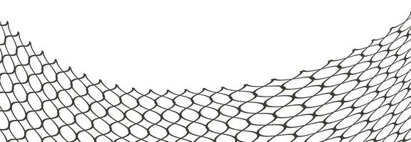 Illustration of a black fishing or football net.Checkered wavy background in doodle style. vector