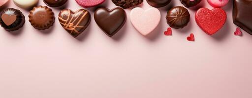 AI generated Assorted Heart-Shaped Chocolates, Perfect for Valentine's Treat. photo