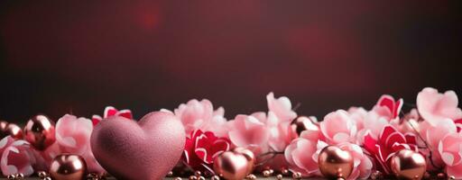 ai generado corazones y Brillantina bokeh para romántico San Valentín día foto