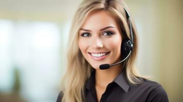 AI generated Friendly Customer Service Representative Offering Professional Assistance. photo