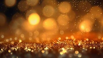 AI generated Sparkling Luxury, Gold Glitter, Bokeh Sparkles, and Particles photo