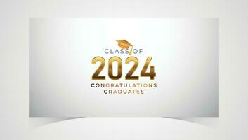 Class of 2024 Congratulations Graduates. Academic Cap and Diploma Graduation Ceremony. Vector Template for Senior Class of University, Year 2024 Banner, Party, High School or College Graduate