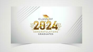 Class of 2024 Congratulations Graduates. Academic Cap and Diploma Graduation Ceremony. Vector Template for Senior Class of University, Year 2024 Banner, Party, High School or College Graduate