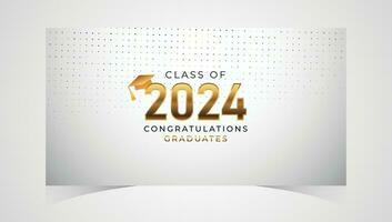 Class of 2024 Congratulations Graduates. Academic Cap and Diploma Graduation Ceremony. Vector Template for Senior Class of University, Year 2024 Banner, Party, High School or College Graduate