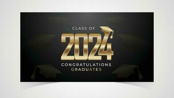 Class of 2024 Congratulations Graduates. Academic Cap and Diploma Graduation Ceremony. Vector Template for Senior Class of University, Year 2024 Banner, Party, High School or College Graduate