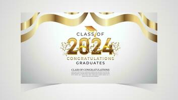 Class of 2024 Congratulations Graduates. Academic Cap and Diploma Graduation Ceremony. Vector Template for Senior Class of University, Year 2024 Banner, Party, High School or College Graduate