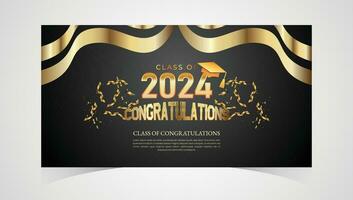 Class of 2024 Congratulations Graduates. Academic Cap and Diploma Graduation Ceremony. Vector Template for Senior Class of University, Year 2024 Banner, Party, High School or College Graduate