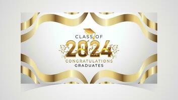 Class of 2024 Congratulations Graduates. Academic Cap and Diploma Graduation Ceremony. Vector Template for Senior Class of University, Year 2024 Banner, Party, High School or College Graduate