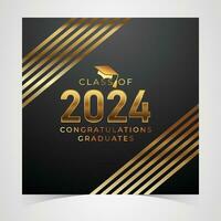 Class of 2024 Congratulations Graduates. Academic Cap and Diploma Graduation Ceremony. Vector Template for Senior Class of University, Year 2024 Banner, Party, High School or College Graduate