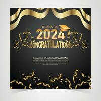 Class of 2024 Congratulations Graduates. Academic Cap and Diploma Graduation Ceremony. Vector Template for Senior Class of University, Year 2024 Banner, Party, High School or College Graduate