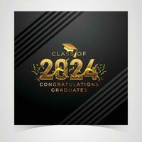 Class of 2024 Congratulations Graduates. Academic Cap and Diploma Graduation Ceremony. Vector Template for Senior Class of University, Year 2024 Banner, Party, High School or College Graduate