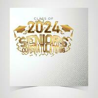 Class of 2024 Congratulations Graduates. Academic Cap and Diploma Graduation Ceremony. Vector Template for Senior Class of University, Year 2024 Banner, Party, High School or College Graduate