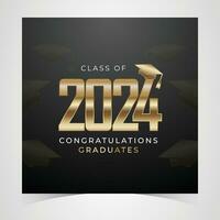 Class of 2024 Congratulations Graduates. Academic Cap and Diploma Graduation Ceremony. Vector Template for Senior Class of University, Year 2024 Banner, Party, High School or College Graduate