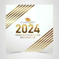 Class of 2024 Congratulations Graduates. Academic Cap and Diploma Graduation Ceremony. Vector Template for Senior Class of University, Year 2024 Banner, Party, High School or College Graduate