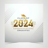 Class of 2024 Congratulations Graduates. Academic Cap and Diploma Graduation Ceremony. Vector Template for Senior Class of University, Year 2024 Banner, Party, High School or College Graduate