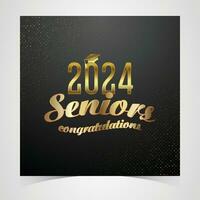 Class of 2024 Congratulations Graduates. Academic Cap and Diploma Graduation Ceremony. Vector Template for Senior Class of University, Year 2024 Banner, Party, High School or College Graduate