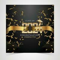 Class of 2024 Congratulations Graduates. Academic Cap and Diploma Graduation Ceremony. Vector Template for Senior Class of University, Year 2024 Banner, Party, High School or College Graduate