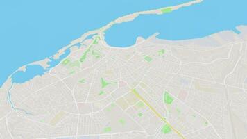 Common simple Luanda map background loop. Spinning around Angola city air footage. Seamless panorama rotating over downtown backdrop. video