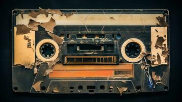 AI generated Generative AI, photo of old audio tape cassette, vintage nostalgic object for the design of the 80s