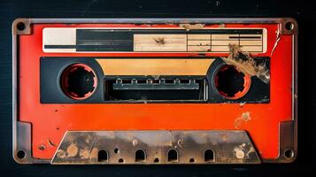 AI generated Generative AI, photo of old audio tape cassette, vintage nostalgic object for the design of the 80s